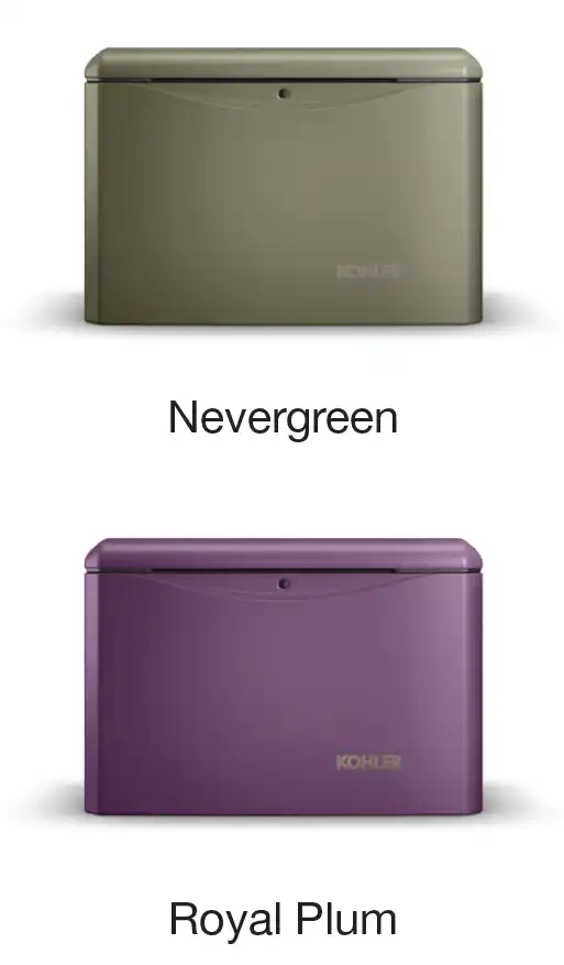 Kohler Generator color Nevergreen and Royal Plum.