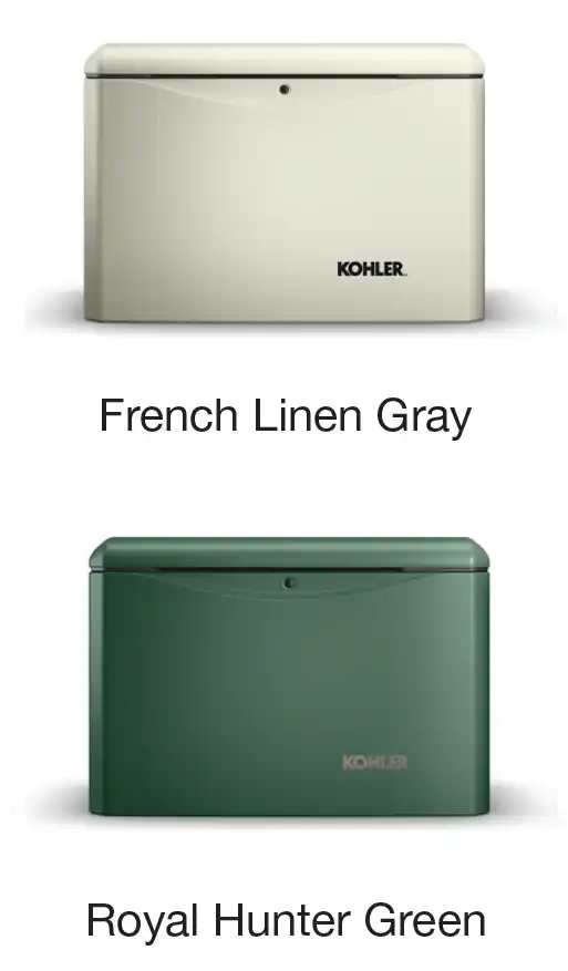 Kohler Generator colors French Linen Gray and Royal Hunter Green.