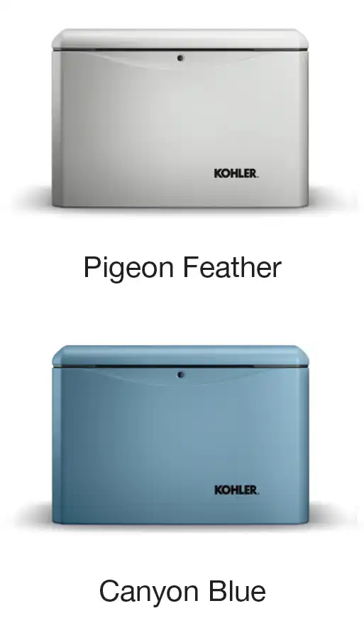 Kohler Generator colors Pigeon Feather and Canyon Blue.