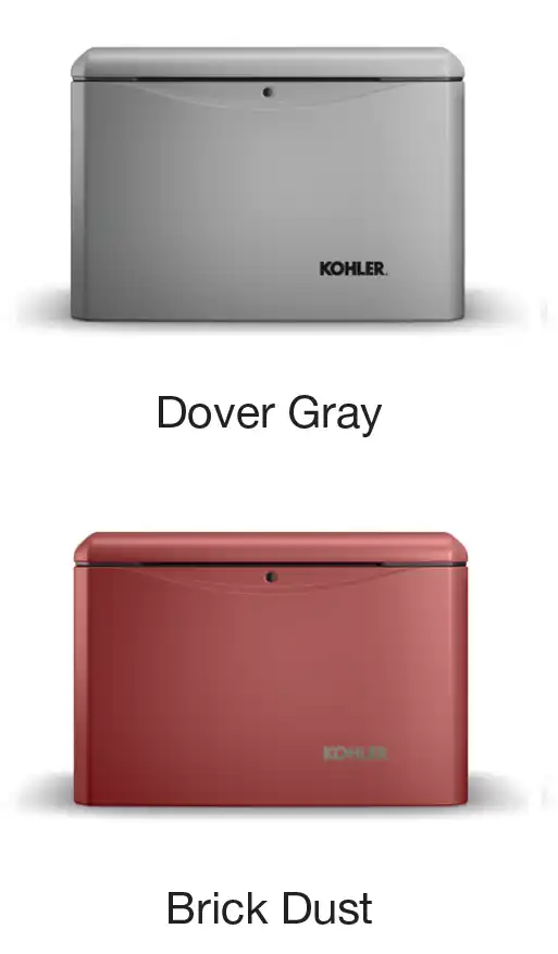 Kohler Generator colors Dover Gray and Brick Dust.